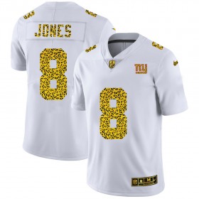 New York Giants Tröjor Daniel Jones 8 Nike Flocked Leopard Print Vit - Herr